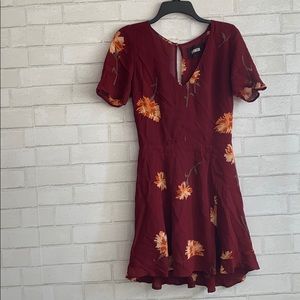 Reformation Burgundy Floral A Line Dress